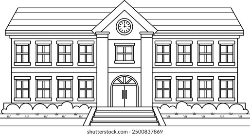 School Building Outline Coloring Page