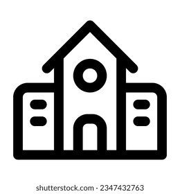 School building in outline icon. University, campus, home, education
