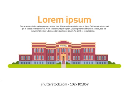 School Building Over White Background With Copy Space Education Concept Flat Vector Illustration