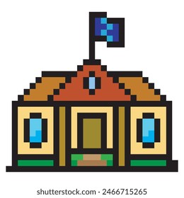 School building in pixel art style