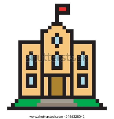 School building in pixel art style
