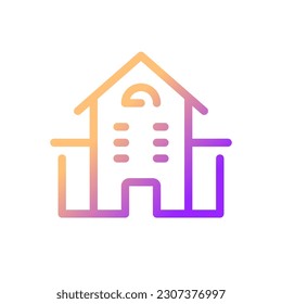 School building pixel perfect gradient linear ui icon. Educational facility. Preschool and university. Line color user interface symbol. Modern style pictogram. Vector isolated outline illustration