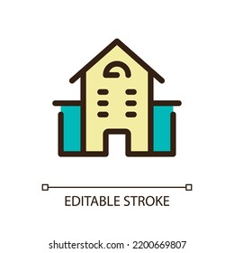 School building pixel perfect RGB color ui icon. Educational facility. Simple filled line element. GUI, UX design for mobile app. Vector isolated pictogram. Editable stroke. Arial font used