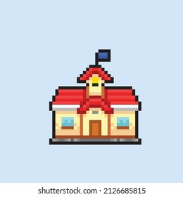 school building in pixel style