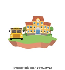 school building of primary with bus in landscape