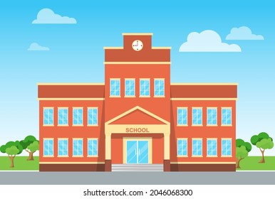 School Building Primary School Facade Against Stock Vector (Royalty ...