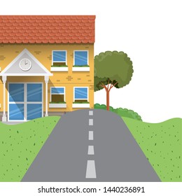 school building of primary with landscape