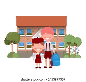 school building of primary with students