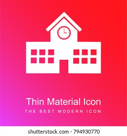 School building red and pink gradient material white icon minimal design