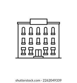 School Building Sign Black Thin Line Icon Elementary Education Architecture Construction Concept. Vector illustration of College