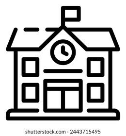 School Building Simple Line Icon Logo Symbol