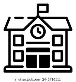 School Building Simple Line Icon Logo Symbol