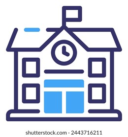 School Building Simple Line Icon Logo Symbol
