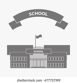 School building. Single flat icon. Vector illustration.