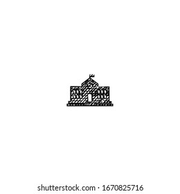 school building sketch cartoon design with vintage style