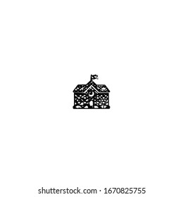 school building sketch cartoon design with vintage style