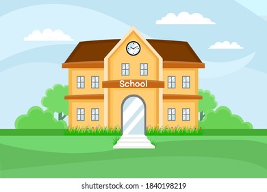 School building with sky background.