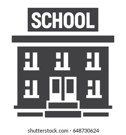 School building solid icon, Education and architecture, vector graphics, a filled pattern on a white background, eps 10.