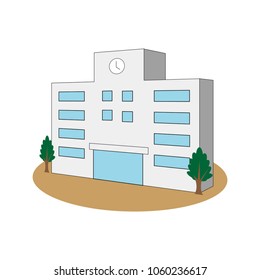 School building stereoscopic icon