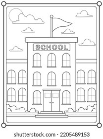 School Building Suitable Childrens Coloring Page Stock Vector (Royalty ...