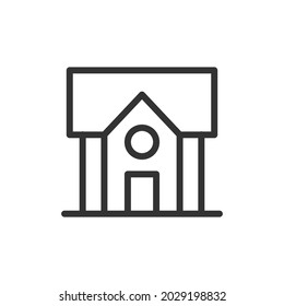 School building thin line icon. Symbol in trendy outline style. Premium design for web and apps. Perfect for UI. 