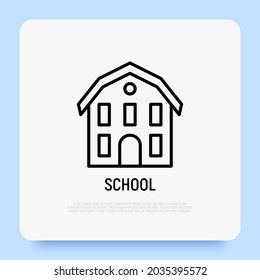 School building thin line icon. Vector illustration.