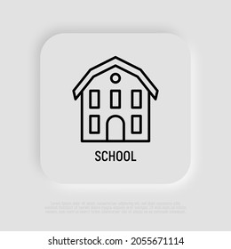 School building thin line icon. Vector illustration.