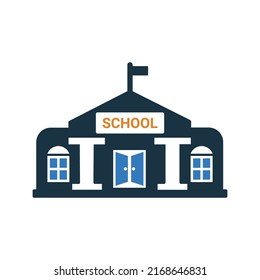 Escuela, edificio, ícono universitario. Ilustración vectorial simple editable.