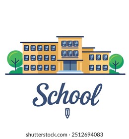 Diseño del arte del vector del edificio de la escuela con el fondo blanco