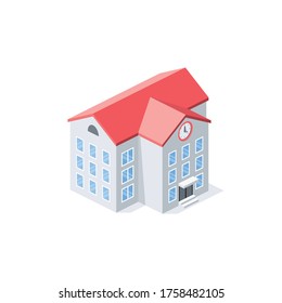 School building. Vector 3d isometric, color web icon, new flat style. Creative illustration design, isolated graphic idea for infographics.