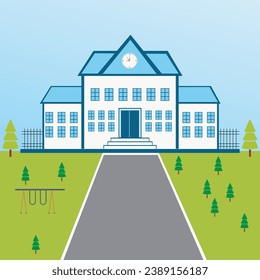 School building Vector with background. 