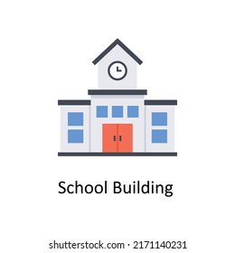 School Building   vector flat icon for web isolated on white background EPS 10 file
