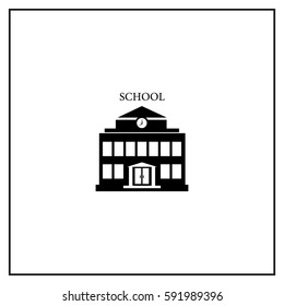 School Building Vector Icon.