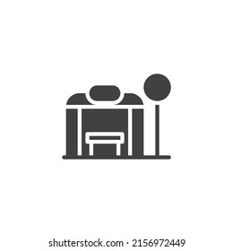 School building vector icon. filled flat sign for mobile concept and web design. High school glyph icon. Symbol, logo illustration. Vector graphics