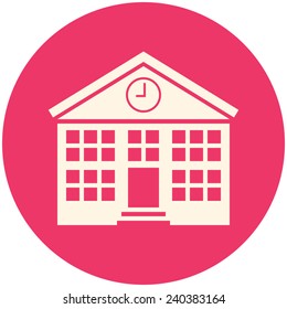 School building, vector icon flat design