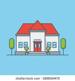 School building vector icon illustration