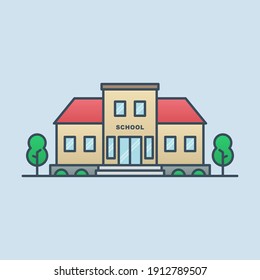 School building vector icon illustration