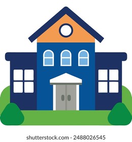 School Building Vector Icon Illustration