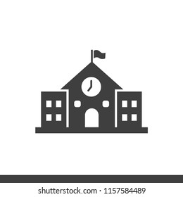 School building vector icon isolated on white background