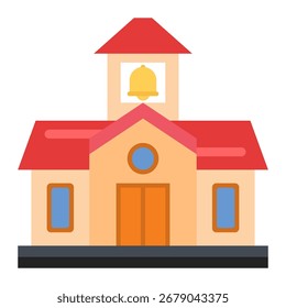 Icono de Vector de edificio escolar aislado en blanco