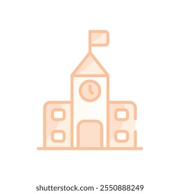 School Building vector icon stock illustration