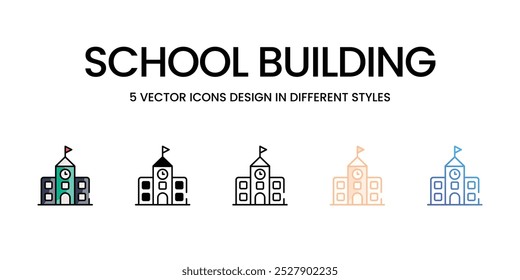 Conjunto de iconos vectoriales de edificios escolares ilustración de stock