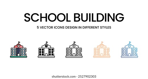 Conjunto de iconos vectoriales de edificios escolares ilustración de stock