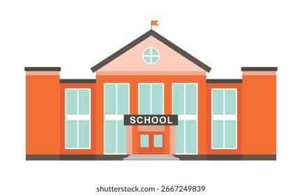 School building vector illustration. Educational architecture isolated on white background. Simple flat style design