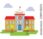 School building. Vector illustration. School Building. School building in flat style. School building cartoon