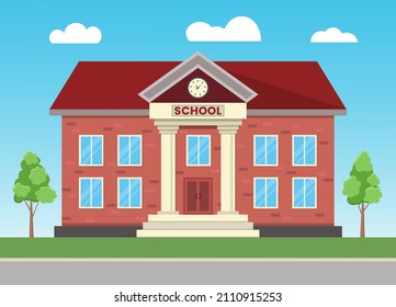 School building vector illustration, Flat style