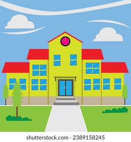 School building. Vector illustration. School Building. School building in flat style. School building cartoon