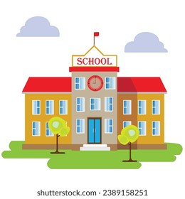 School building. Vector illustration. School Building. School building in flat style. School building cartoon