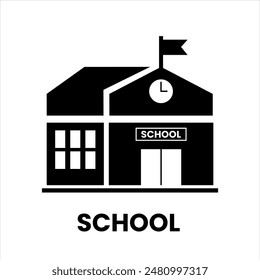 School building vector illustration. Front view of entrance in college, preschool, academy, primary, public education center, university.school building icon.