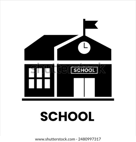 School building vector illustration. Front view of entrance in college, preschool, academy, primary, public education center, university.school building icon.